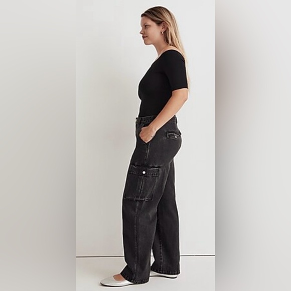 NWT Madewell Sz 31 Low-Slung Straight Baggy Cargo Jeans in Ranney Wash - Picture 4 of 10